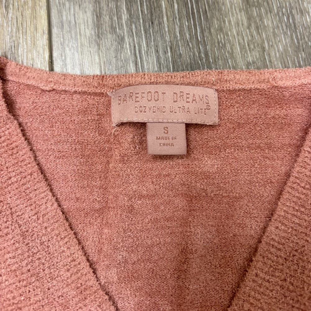 Barefoot Dreams CozyChic Ultra Lite Dusty Rose V-Neck Sweater - Picture 8 of 14